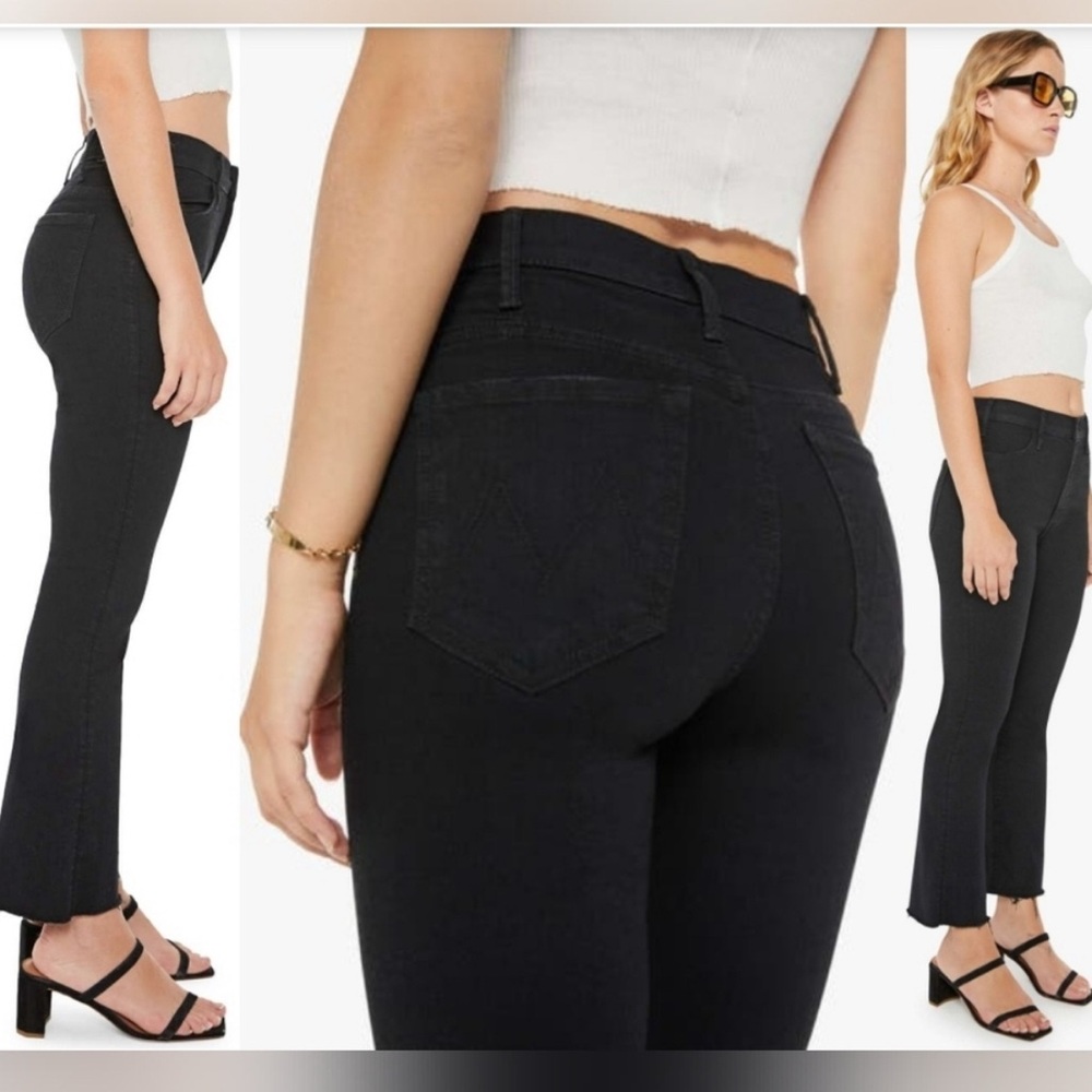 MOTHER Black Hustler Ankle Fray Jeans